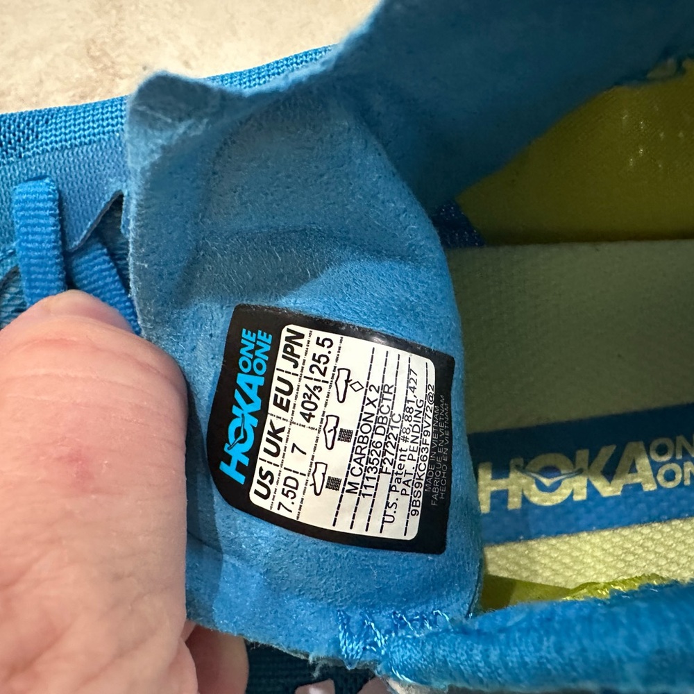 Hoka One One Carbon X Blue Athletic Running Shoes Women’s 8.5D - Picture 6 of 9
